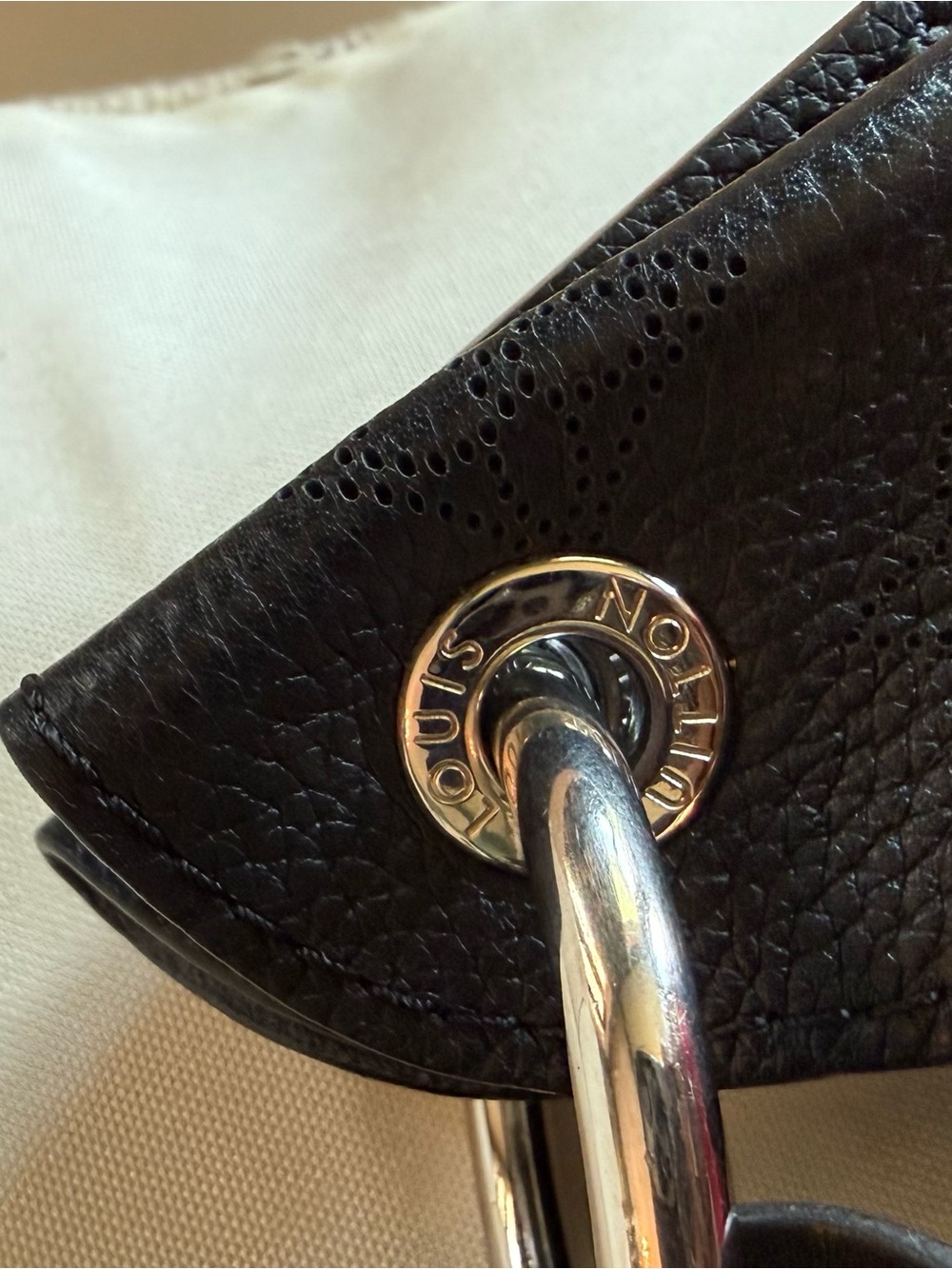 Louis Vuitton Black Monogram-Embossed Hobo with LV Leather Tag - Picture 9 of 16